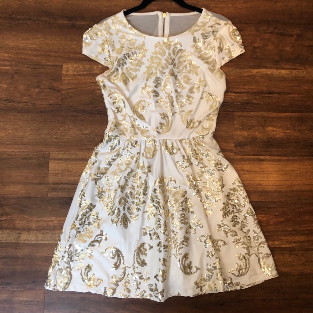 White and Gold Sequin Dress